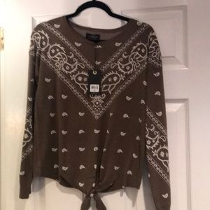 Olive Green and white lucky brand shirt